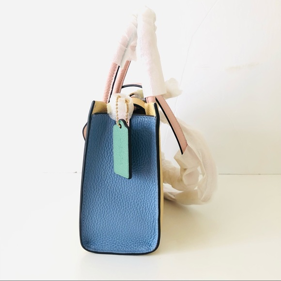 Coach Mini Cally Crossbody Pink Taupe Colorblock Leather Purse - Picture 4 of 12